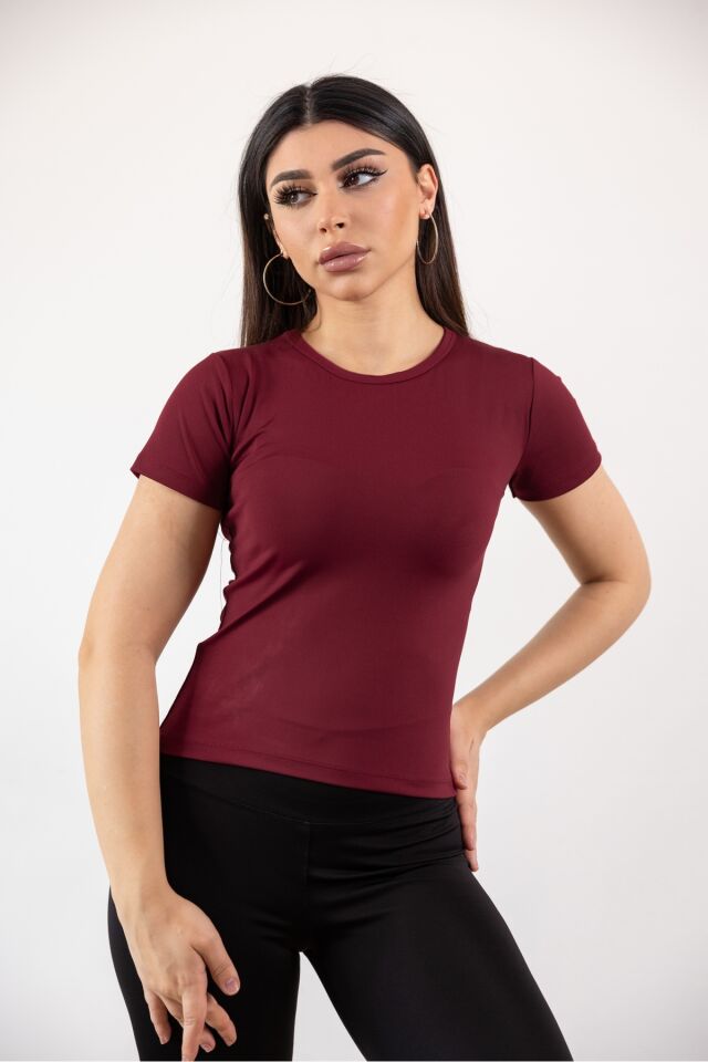 Bisiklet Yaka Basic Full Likra Body Bordo - XL