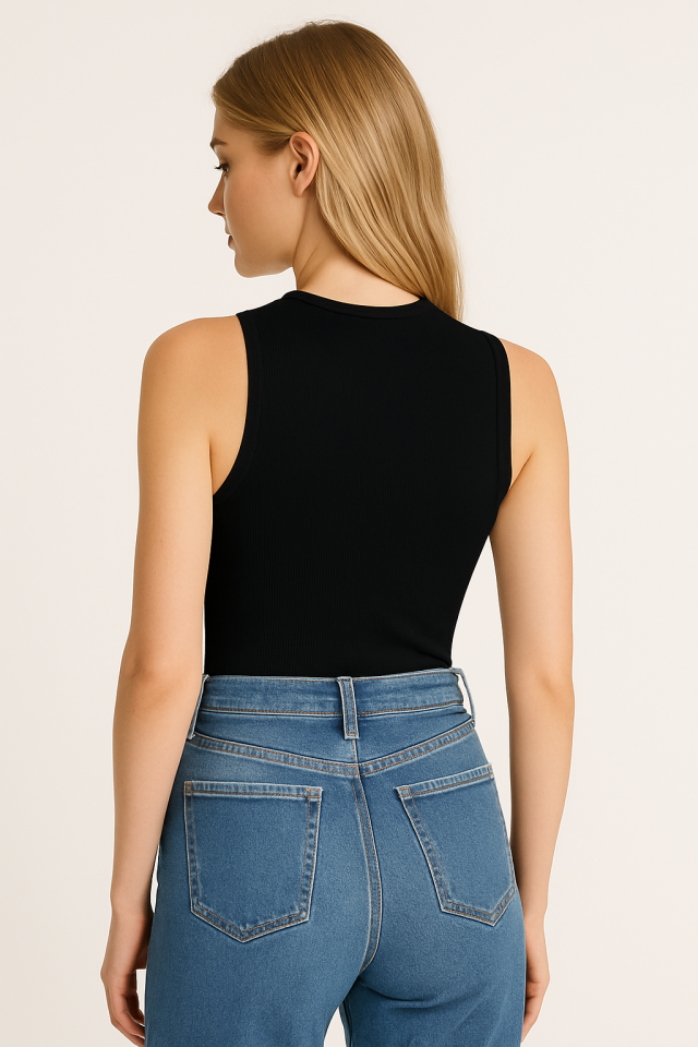 Kalın Askılı Fitilli Basic Kadın Atlet Siyah - XL