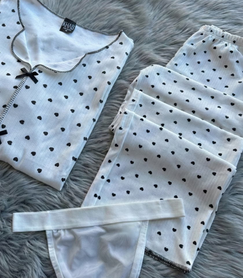 Kadın Uzun Kollu Penye Pijama ve İç Çamaşır Takımı XL - Siyah