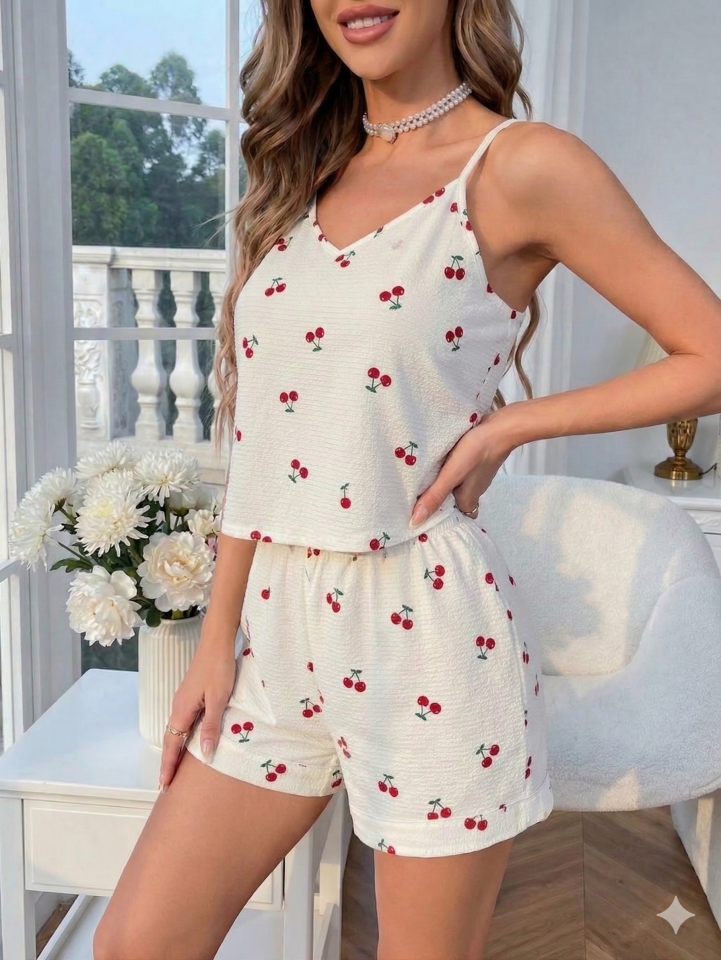 Şortlu İp Askılı Pijama Takımı